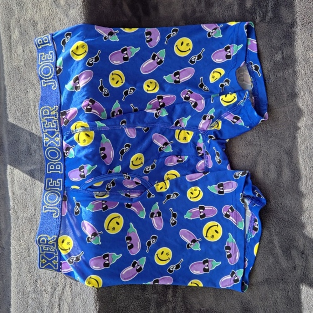 Joe Boxer Blue/Eggplant Print Microfiber Boxer Briefs